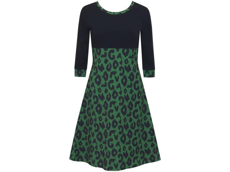 Neue Kollektion Von Ungiko Herbstkleid Eve Leo Print Animal Leopardenmuster in Nachtblau Grün von ungiko