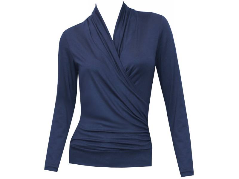 Shirt Yara in Wickeloptik Stillfunktion Langarm Mit Schalkragen Vielen Farben von ungiko