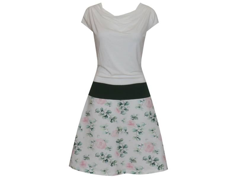 Ungiko-Blumenkleid Lenny Wasserfallausschnitt Ausgestellte A-Linie Tiefe Taille Miniärmel von ungiko