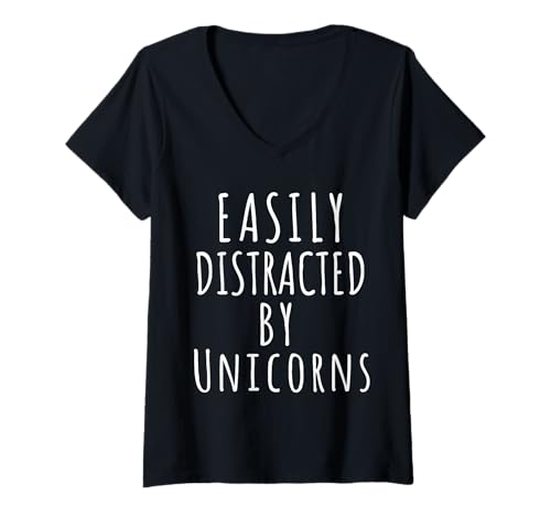 Damen leicht von Einhörnern abgelenkt T-Shirt mit V-Ausschnitt Damen leicht von Einhörnern abgelenkt T-Shirt mit V-Ausschnitt von unicorns gifts