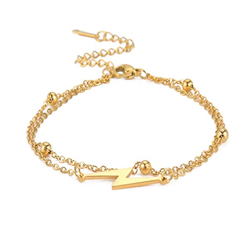 UNIFT Blitz-Armband Für Frauen Männer Edelstahl Charme Einfach Geschichtetes Armband Mode Zierliche Blitz Perlen Doppelschicht Armband Schmuck Geschenke (Gold 1) von UNIFT