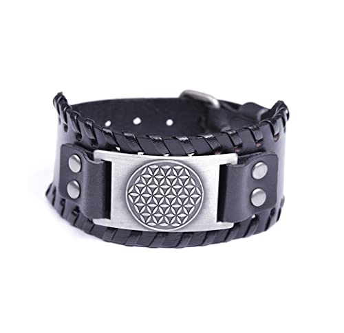 UNIFT Blume des Lebens Lederarmband für Herren Infinite Power Geometrisch Heilig Mandala Armband Talisman Schmuck Geschenk, Leder, Ohne Edelstein. von UNIFT