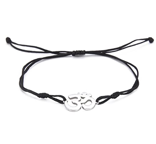 unift Om Armband Für Männer Frauen Edelstahl Hindu Symbol Om Amulett Armbänder Charm Yoga Armreif Verstellbar Hypoallergen Schmuck (Silber) von unift