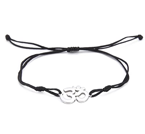 UNIFT Om Armband Für Männer Frauen Edelstahl Hindu Symbol Om Amulett Armbänder Charm Yoga Armreif Verstellbar Hypoallergen Schmuck (Silber) von UNIFT