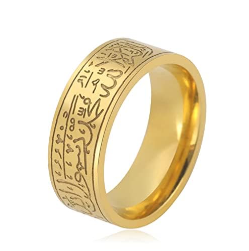 Ring für Männer und Frauen, 8 mm, Islam, muslimisch, Allah, Edelstahl, breiter Ring, islamisch, muslimisch, Gebet, religiöser Ring Schmuck, 8, Edelstahl, Kein Edelstein von unift