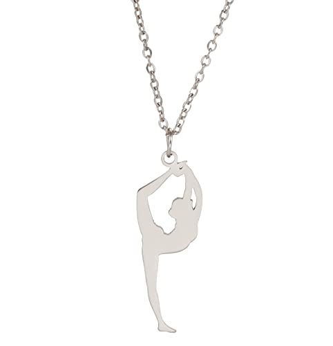 UNIFT Damen-Halskette mit Anhänger aus Edelstahl, elegant, mit drehbarem Turneranhänger, Ballerina, Gymnastik, inspirierender Schmuck für Teenager, Mädchen, Edelstahl, Kein Edelstein von unift