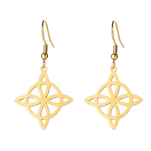 unift Witch Knot Ohrringe Für Frauen, Edelstahl Stilvolle Einfachheit keltischen Knoten Wiccan Symbol Tropfen Ohrringe, Witchcraft Schmuck Für Teenager (Gold 1) von unift