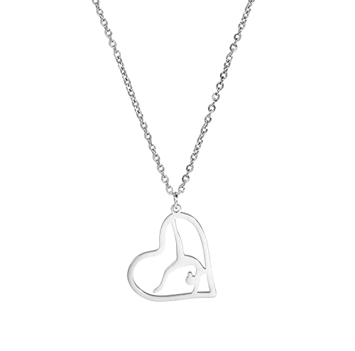 unift Gymnastik-Charm-Halskette für Damen, Edelstahl, elegant, drehbar, Turner-Anhänger, Halskette, Ballerina, Gymnastik, inspirierender Schmuck für Teenager, Mädchen, Edelstahl, Kein Edelstein von unift