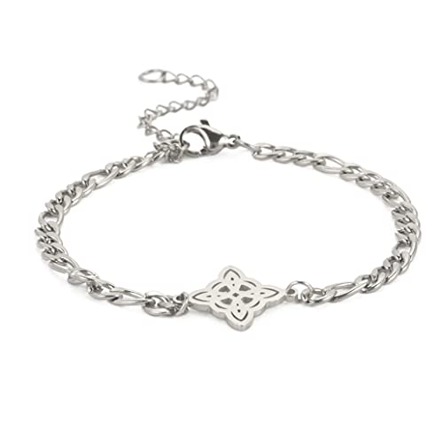 unift Keltischer Knoten-Armband für Damen und Mädchen, Edelstahl, modisch, irisch, keltisch, Hexen, Knoten, Armband, Wicca-Symbol, Schmuckgeschenk (Silber, Edelstahl), Ohne Edelstein. von unift