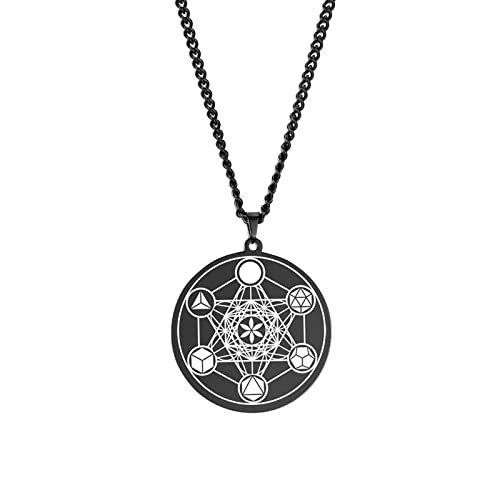 UNIFT Metatron's Halskette mit Würfelanhänger für Herren und Damen, Edelstahl, geometrischer Stil, ausgehöhlte Siegel des Erzengels, spirituelle Heilung, Talisman, Schmuck, Edelstahl, Kein Edelstein von UNIFT