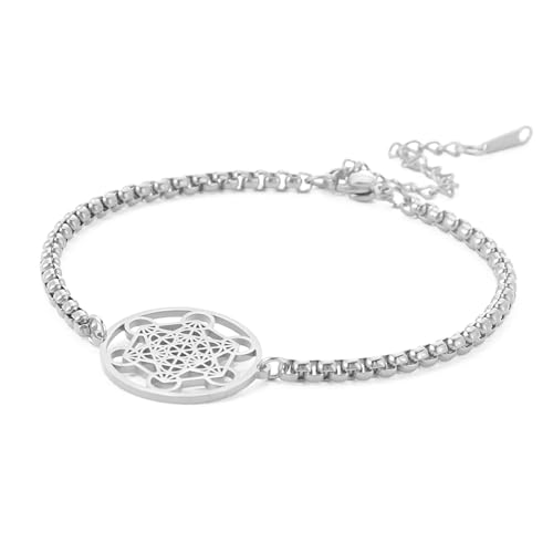 UNIFT Metatron's Cube Armband für Damen Herren Edelstahl Erzengel Metatron Würfel Armband Heilige Geometrie Talisman Schmuck, 22 8 20mm, Edelstahl, Ohne Edelstein von UNIFT