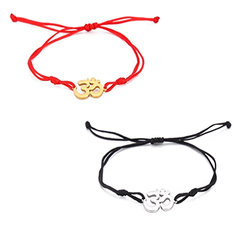 UNIFT Om Armband Für Männer Frauen Edelstahl Hindu Symbol Om Amulett Armbänder Charm Yoga Armreif Verstellbar Hypoallergen Schmuck (Silber + Gold) von UNIFT