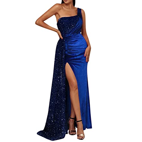 2023 Schlitzkleid High-End-Schwarze Fischschwanz Bankett Partykleid Temperament EIN-Schulter-Abendkleid für Frauen Europäische und amerikanische leichte Ballkleider Elegant Cocktailkleid von unilarinna