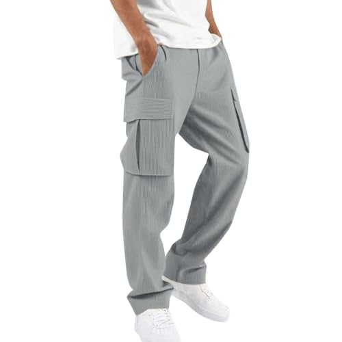 Cordhose Herren Baggy Cagohose Sommer Japanische Hose Baumwolle Cargo Hosen Baggy Arbeitshosen Männer Leichte Sommerhose Bequeme Freizeithose mit Gummizug Freizeit Einfarbig Pants Locker Jogginghose von unilarinna