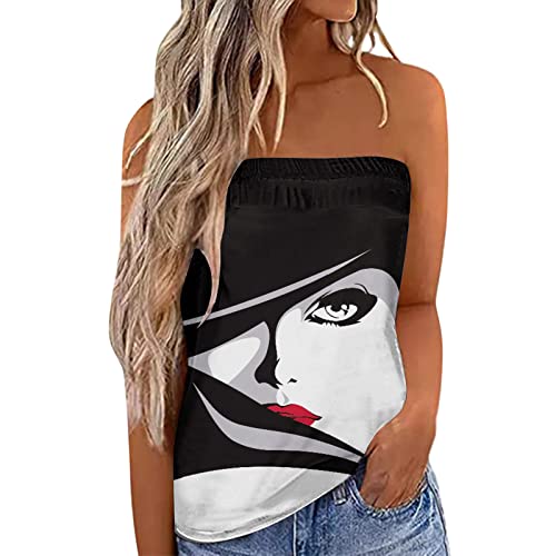 Damen Bandeau Top Sommer Schulterfrei Ärmellos Oberteile Trägerlos Bandeau Bluse Shirt Strand Weste Bandeautop Schlauchshirt Rückenfrei Bandeau Schlauchshirt Bluse Sexy Sommer Oberteile von unilarinna