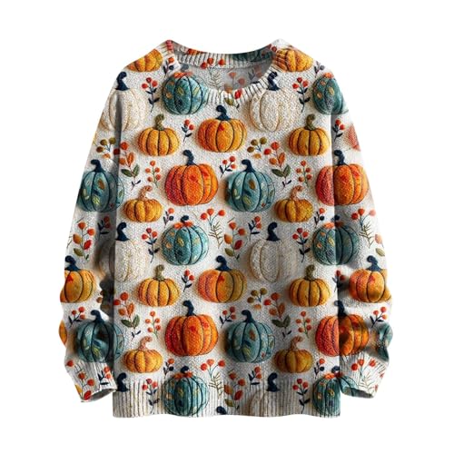 Damen Große Größen Pullover Halloween Ghost Print Tunika Top Oberteil Halloween Damen Lustiger Pullover Ohne Kapuze Halloween Langarm Tshirt Halloween Lässiges Elegantes Bluse Langarmshirt von unilarinna