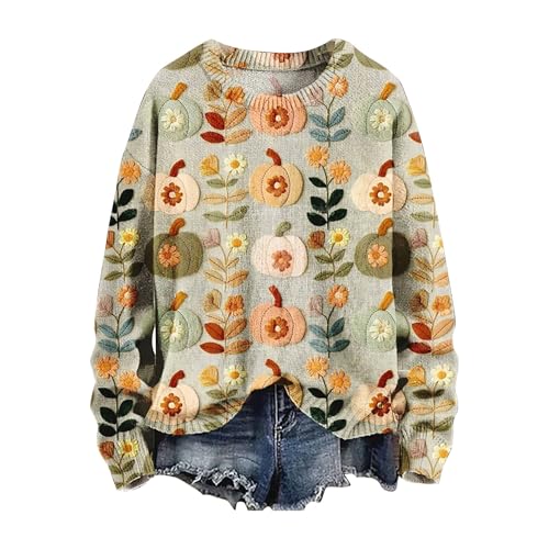 Damen Große Größen Pullover Halloween Ghost Print Tunika Top Oberteil Halloween Damen Lustiger Pullover Ohne Kapuze Halloween Langarm Tshirt Halloween Lässiges Elegantes Bluse Langarmshirt von unilarinna