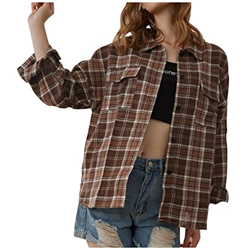 Damen Holzfäller Jacke Hemdjacke Urban Style Hemdbluse Oversize Kariert Herbst Winter Freizeit Karobluse Retro Karo Basic Hemd HolzfäLlerhemd Langarmhend Mit Brusttaschen Bluse Shirt Damen Holzfäller Jacke Hemdjacke Urban Style Hemdbluse Oversize Kariert Herbst Winter Freizeit Karobluse Retro Karo Basic Hemd HolzfäLlerhemd Langarmhend Mit Brusttaschen Bluse Shirt von unilarinna