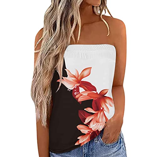 Damen Sommer Sexy Tube Top Schulterfrei Ärmellos Oberteile Trägerlos Bandeau Bluse Shirt Strand Weste Bandeautop Schlauchshirt Rückenfrei Sexy Oberteile Sommer Bandeau Schlauchshirt Bluse von unilarinna