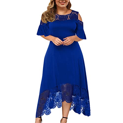 DamenGroße Größen Maxikleider Casual O Neck Halbarm knielanges Kleid Partykleid Damenkleid aus Chiffon mit halben Ärmeln in Übergröße Freizeitkleid Einfarbig Tunikakleid von unilarinna
