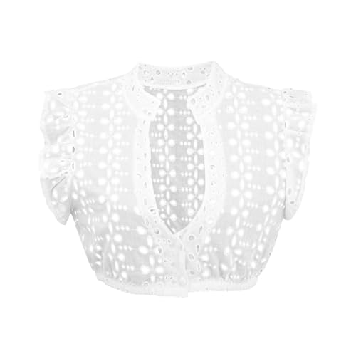 Dirndl Bluse Damen Kurzarm Baumwolle Trachten Trachtenbluse Weiß Flügelärmel Dirndl Dirndlbluse Elegante Spitzenbluse Spitze Hollow Out Tracht Bluse Trachtenmi Hochgeschlossen Oktoberfest Kostüm von unilarinna