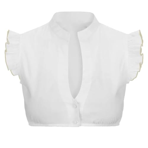Dirndl Bluse Damen Kurzarm Baumwolle Trachten Trachtenbluse Weiß Flügelärmel Dirndl Dirndlbluse Elegante Spitzenbluse Spitze Hollow Out Tracht Bluse Trachtenmi Hochgeschlossen Oktoberfest Kostüm von unilarinna
