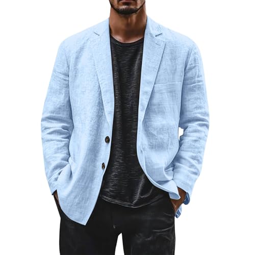 Herren Sommer Leinenjacke Lässiger Herrenblazer Aus Baumwolle Und Leinen Mit Zwei Knöpfen Schlichter Lockerer Sakko Freizeit Anzugjacke Knopf Jacke Herren Sommerjacke Anzug Regular Fit Anzüge Für von unilarinna