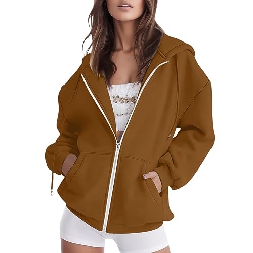 Hoodie Damen Sweatjacke Baumwoll Kapuzenjacke Herbst Lang Sweatshirt Kapuzenpullover Mit Kapuze Reißverschluss Mantel Oversize Pullover 2025, S-3xl Blouson Jacke Damen Hoodie Sweatjacke Strickjacken von unilarinna