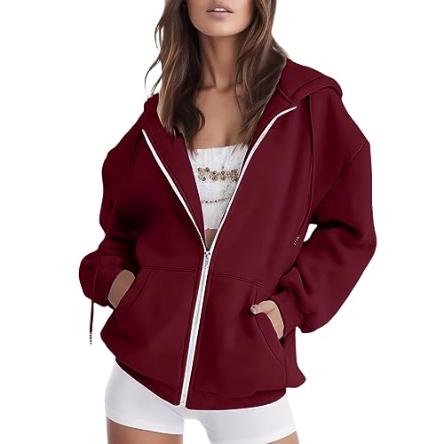 Hoodie Damen Sweatjacke Baumwoll Kapuzenjacke Herbst Lang Sweatshirt Kapuzenpullover Mit Kapuze Reißverschluss Mantel Oversize Pullover 2025, S-3xl Blouson Jacke Damen Hoodie Sweatjacke Strickjacken von unilarinna