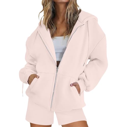 Hoodie Damen Sweatjacke Baumwoll Kapuzenjacke Herbst Lang Sweatshirt Kapuzenpullover Mit Kapuze Reißverschluss Mantel Oversize Pullover 2025, S-3xl Blouson Jacke Damen Hoodie Sweatjacke Strickjacken von unilarinna