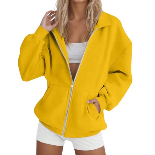 Hoodie Damen Sweatjacke Baumwoll Kapuzenjacke Herbst Lang Sweatshirt Kapuzenpullover Mit Kapuze Reißverschluss Mantel Oversize Pullover 2025, S-3xl Blouson Jacke Damen Hoodie Sweatjacke Strickjacken von unilarinna