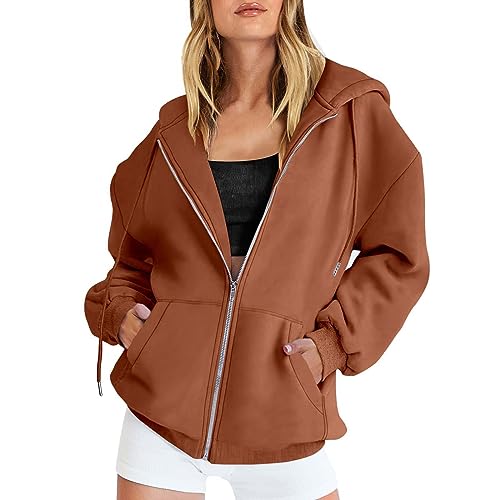 Hoodie Damen Sweatjacke Baumwoll Kapuzenjacke Herbst Lang Sweatshirt Kapuzenpullover Mit Kapuze Reißverschluss Mantel Oversize Pullover 2025, S-3xl Blouson Jacke Damen Hoodie Sweatjacke Strickjacken von unilarinna