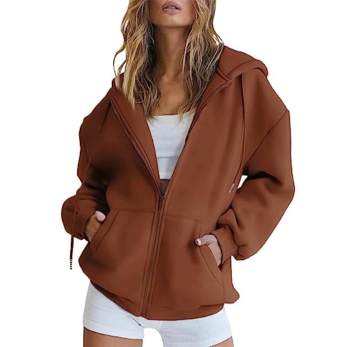 Hoodie Damen Sweatjacke Baumwoll Kapuzenjacke Herbst Lang Sweatshirt Kapuzenpullover Mit Kapuze Reißverschluss Mantel Oversize Pullover 2025, S-3xl Blouson Jacke Damen Hoodie Sweatjacke Strickjacken von unilarinna