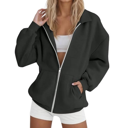 Hoodie Damen Sweatjacke Baumwoll Kapuzenjacke Herbst Lang Sweatshirt Kapuzenpullover Mit Kapuze Reißverschluss Mantel Oversize Pullover 2025, S-3xl Blouson Jacke Damen Hoodie Sweatjacke Strickjacken von unilarinna