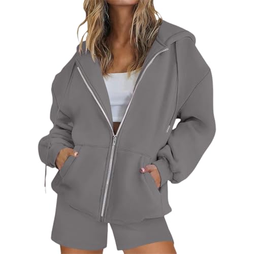 Hoodie Damen Sweatjacke Baumwoll Kapuzenjacke Herbst Lang Sweatshirt Kapuzenpullover Mit Kapuze Reißverschluss Mantel Oversize Pullover 2025, S-3xl Blouson Jacke Damen Hoodie Sweatjacke Strickjacken von unilarinna