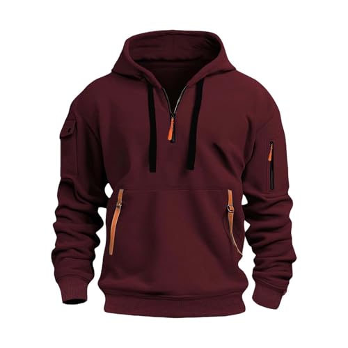 Hoodie Herren Sweatshirt Lässiges Kapuzenpullover Bequemer Sport Hoodie Thermo Sweatshirts Für Herren Einfarbig Sweatshirt Basic Männer Warm Hoody mit Taschen und Kordelzug von unilarinna
