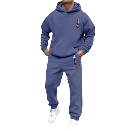 Jogginganzug Herren Oversized Trainingsanzug Sportbekleidung Herren Einfarbig Hoodie Mit Kapuze Langarm Mit Taschen Hausanzug 2-Teilig Kapuzenpullover Jogginghose Jogginganzug Set Klassisch Sportanzug von unilarinna
