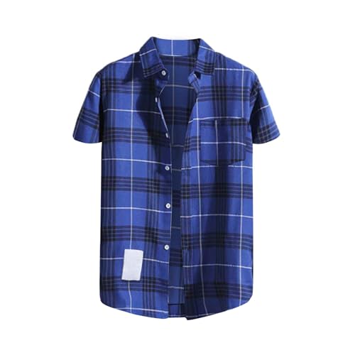Kurzarmhemd Herren Kariertes Freizeithemden Für Trachtenhemd Button Down Freizeithemd Regular Fit Check Shirt Kurzarm Karohemd Comfort Sommerhemd Herrenhemd Hemd Flanell Holzfällerhemd von unilarinna