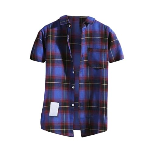 Kurzarmhemd Herren Kariertes Freizeithemden Für Trachtenhemd Button Down Freizeithemd Regular Fit Check Shirt Kurzarm Karohemd Comfort Sommerhemd Herrenhemd Hemd Flanell Holzfällerhemd von unilarinna