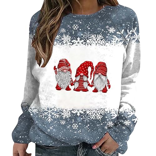 Langarm Christmas Style Herbst-Winter Women Tshirts 2023 Damen Weihnachtspullover Comfortable O-Neck Hoody Casual Fashion Longsleeve Festlich Tops Für Frauen von unilarinna