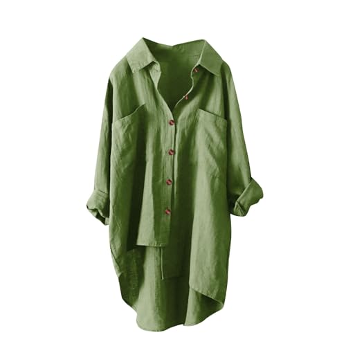 Musselin Bluse Damen, Leinenbluse Damen Sommer Herbst Langarm Große Größen Tunika V-Ausschnitt Hemdbluse Blusenkleid Leinen Elegant Longbluse Blusenshirt Mittelalter Tuniken Damenblusen von unilarinna