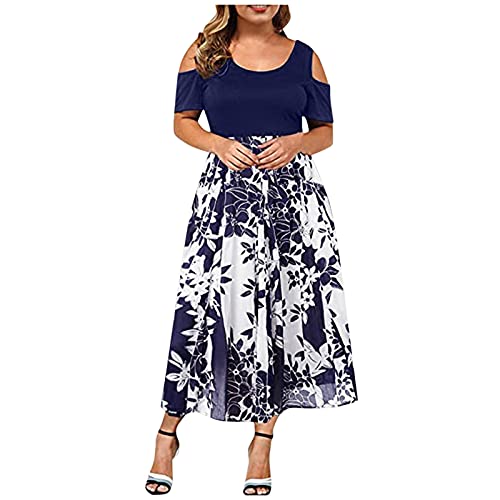 Partykleid Damenkleid aus Chiffon mit halben Ärmeln in Übergröße Freizeitkleid Einfarbig Tunikakleid Damen Große Größen Maxikleider Casual O Neck Halbarm knielanges Kleid von unilarinna