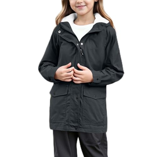 Regenjacke Kinder Wasserdicht Regenjacke Mädchen Wind Übergangsjacke Softshelljacke mit Kapuze Dünne Sportjacke Leichte Gefütterte Jacken Herbst Windjacke Winddicht Mantel (3-14 Jahre/Gr.110-160) von unilarinna