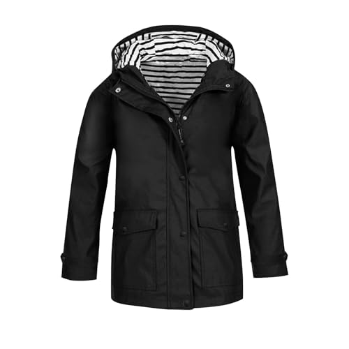 Regenjacke Mädchen Wasserdicht Winddicht Atmungsaktiv Softshelljacke Mit Kapuze Leichte Übergangsjacke Reißverschluss Windbreaker Preppy Regenmantel Trenchcoat Outdoor Regenjacke Windbreaker von unilarinna