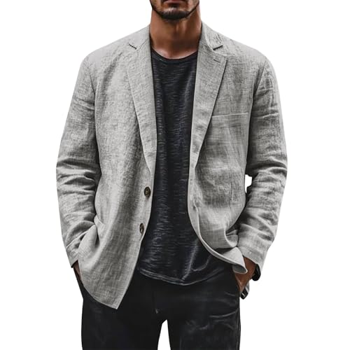 Sakko Herren Sportlich Zu Jeans Sommer Sakko Herren Leinen Leicht Sportlich Sportsakko Blazer Sommer Große Größen Sakkos Fürherren 2 Knopf Business Anzug Jacken Sport Mantel Stilvolle Anzugjacke von unilarinna