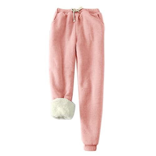 Thermoleggings Damen Gefüttert Lamb Frauen Warme Schlanke Hose Winter Lamm Plüsch Jogginghose Verdickte Teddy Fleece Jogginghose Hohe Taille Übergroße Leggings Für Frauen High Waist Lang Yogahose von unilarinna