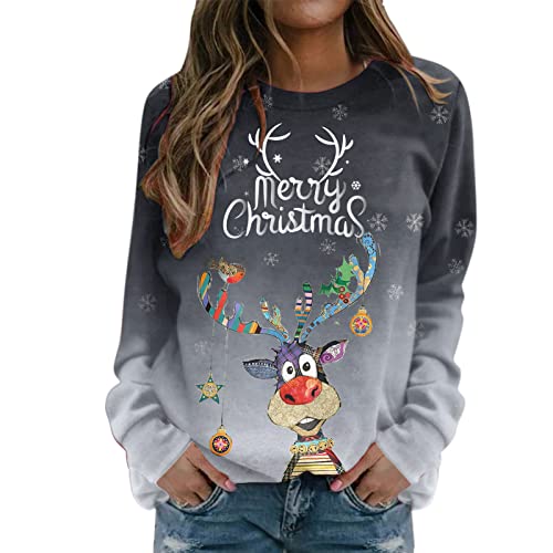 Weihnachten Pullover Damen, Rudolph Rentier Elfe Weihnachtspullover Kapuzenpullover Teenager Mädchen Weihnachtspulli Weihnachtsmann Christmas Sweatshirt Xmas Pulli Shirt von unilarinna