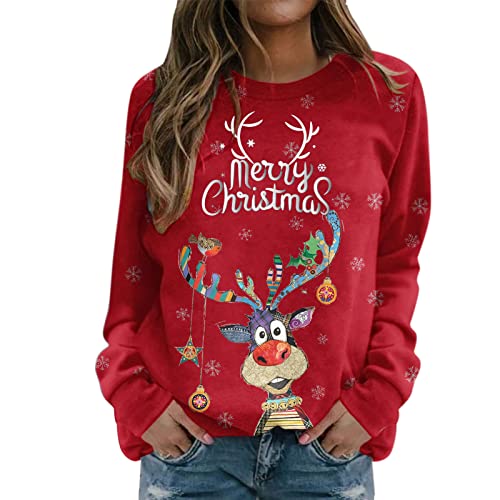 Weihnachten Pullover Damen, Rudolph Rentier Elfe Weihnachtspullover Kapuzenpullover Teenager Mädchen Weihnachtspulli Weihnachtsmann Christmas Sweatshirt Xmas Pulli Shirt von unilarinna