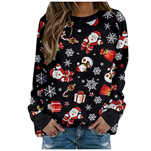 Weihnachten Pullover Damen, Rudolph Rentier Elfe Weihnachtspullover Kapuzenpullover Teenager Mädchen Weihnachtspulli Weihnachtsmann Christmas Sweatshirt Xmas Pulli Shirt von unilarinna