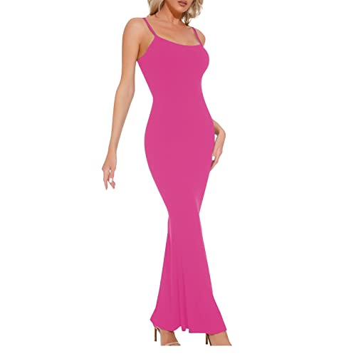 unilarinna 8 In 1 Bodycon Kleider +Body Shaper Jumpsuit mit Brust Pad Shapewear Set Abendkleid Lang Sexy Enge Einfarbige Slim Fit Maxikleid Partykleid Ballkleid Wickelkleid von unilarinna